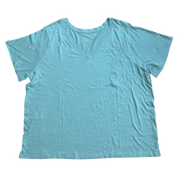 Ava & Viv Womens V-Neck Short Sleeve Light Teal Cotton T-Shirt Plus Size 2X - Picture 3 of 8